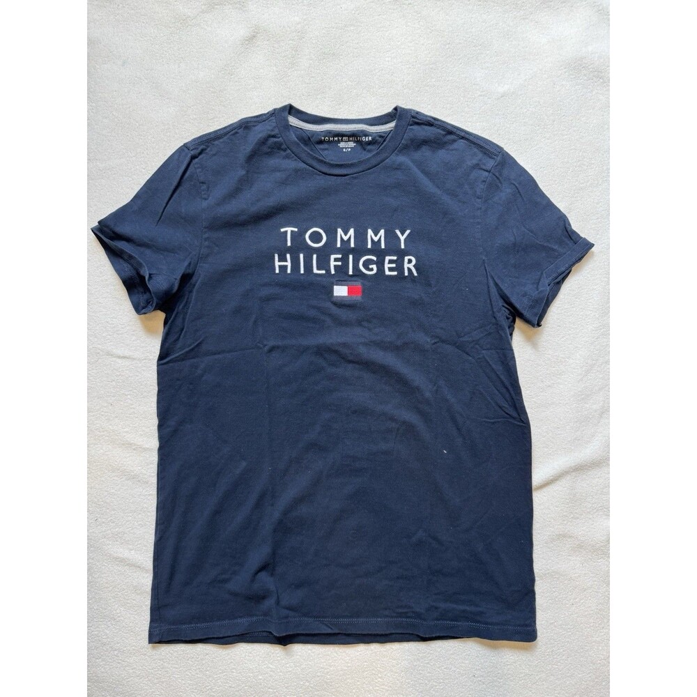 Tommy Hilfiger Mens T Shirt Logo Navy Blue Size Small